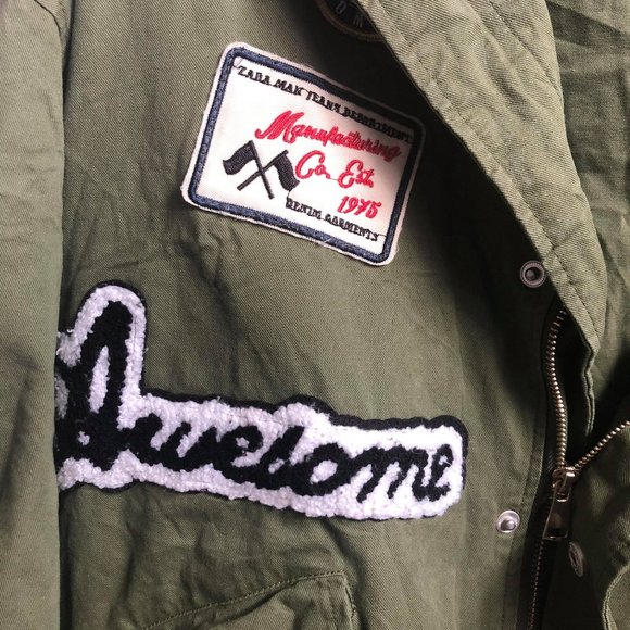 ZARA Womens Army Green Sticker Jacket - Picture 4 of 10
